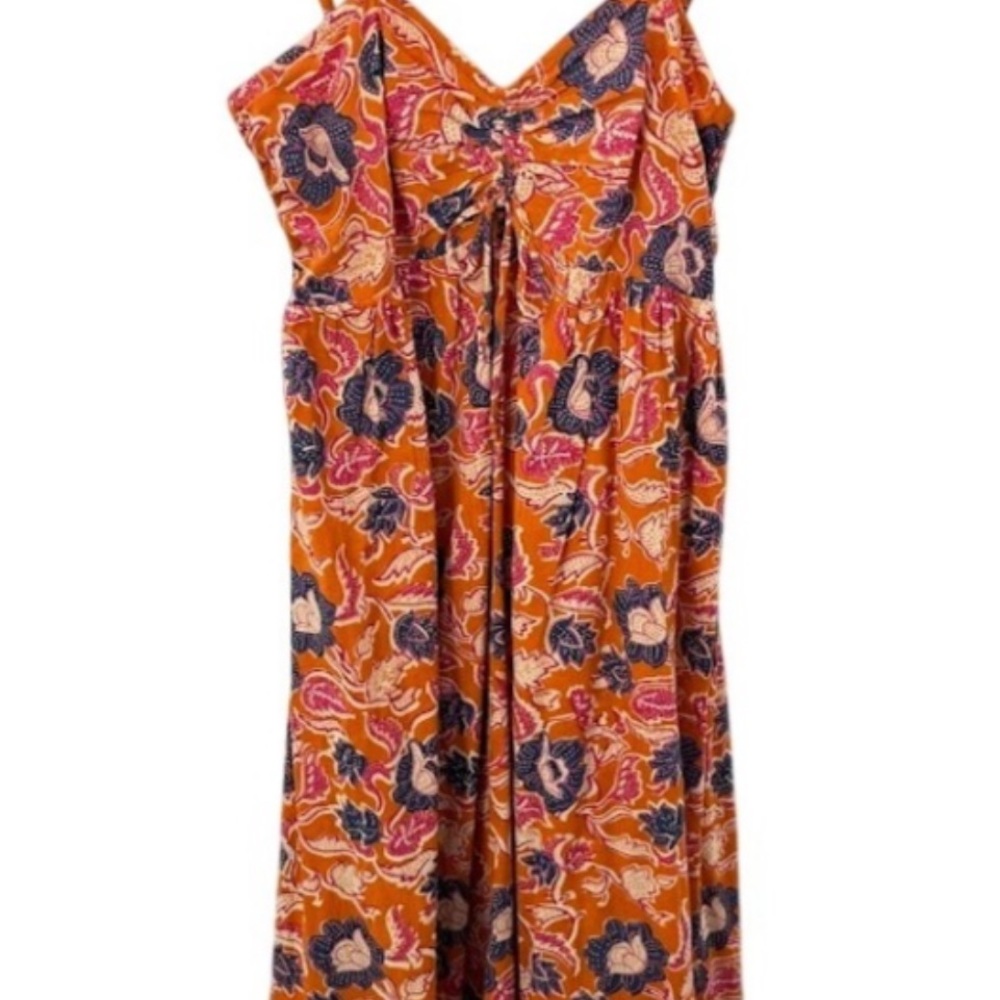 NWT Free people cleobella Orange Floral Maxi Dress with Purple Print M tropique - Picture 4 of 9
